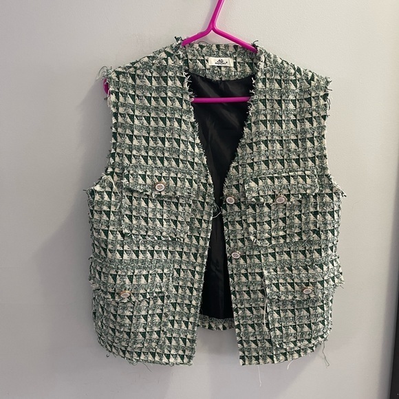Mochi Jackets & Blazers - Green tweed vest